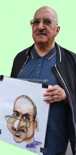 Caricaturist drawing old man