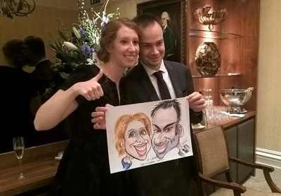 French Wedding drawn by caricaturist