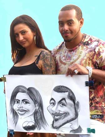  Alex caricaturist Indian couple drawing