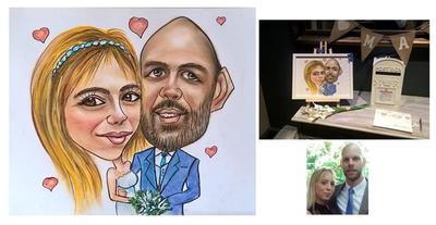 Alex caricaturist wedding framed caricature
